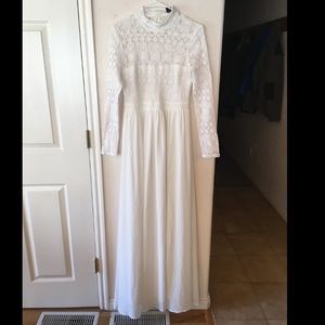 in dreams white long sleeve lace maxi dress